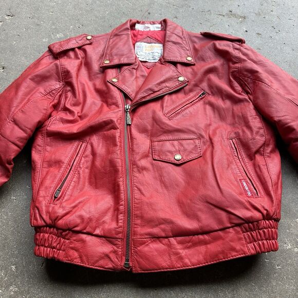 Rare Vintage London Fog Red Leather Moto Jacket Women’s 12 Made in Korea 80s - Picture 8 of 16